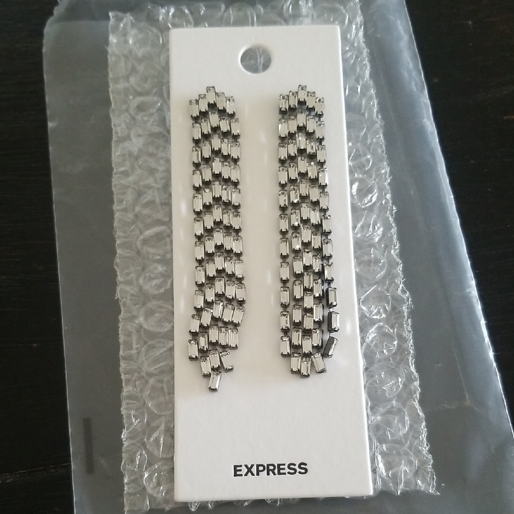 Express Silver Layered Drop Earrings
